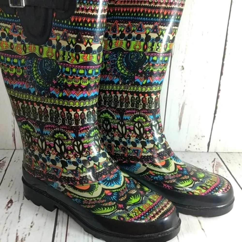 Sakroots Rhythm Neon Elephants and Peace Fur Lined Boots‎ 7